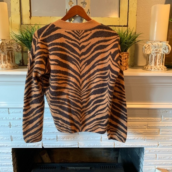 RAILS Eleanor Chestnut Tiger Stripe V-Neck Wool & Cashmere Sweater Size XS - Picture 6 of 6